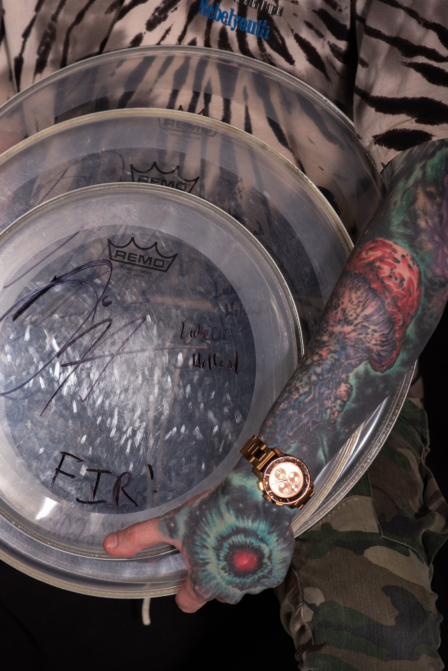 Signed Drum Head Set