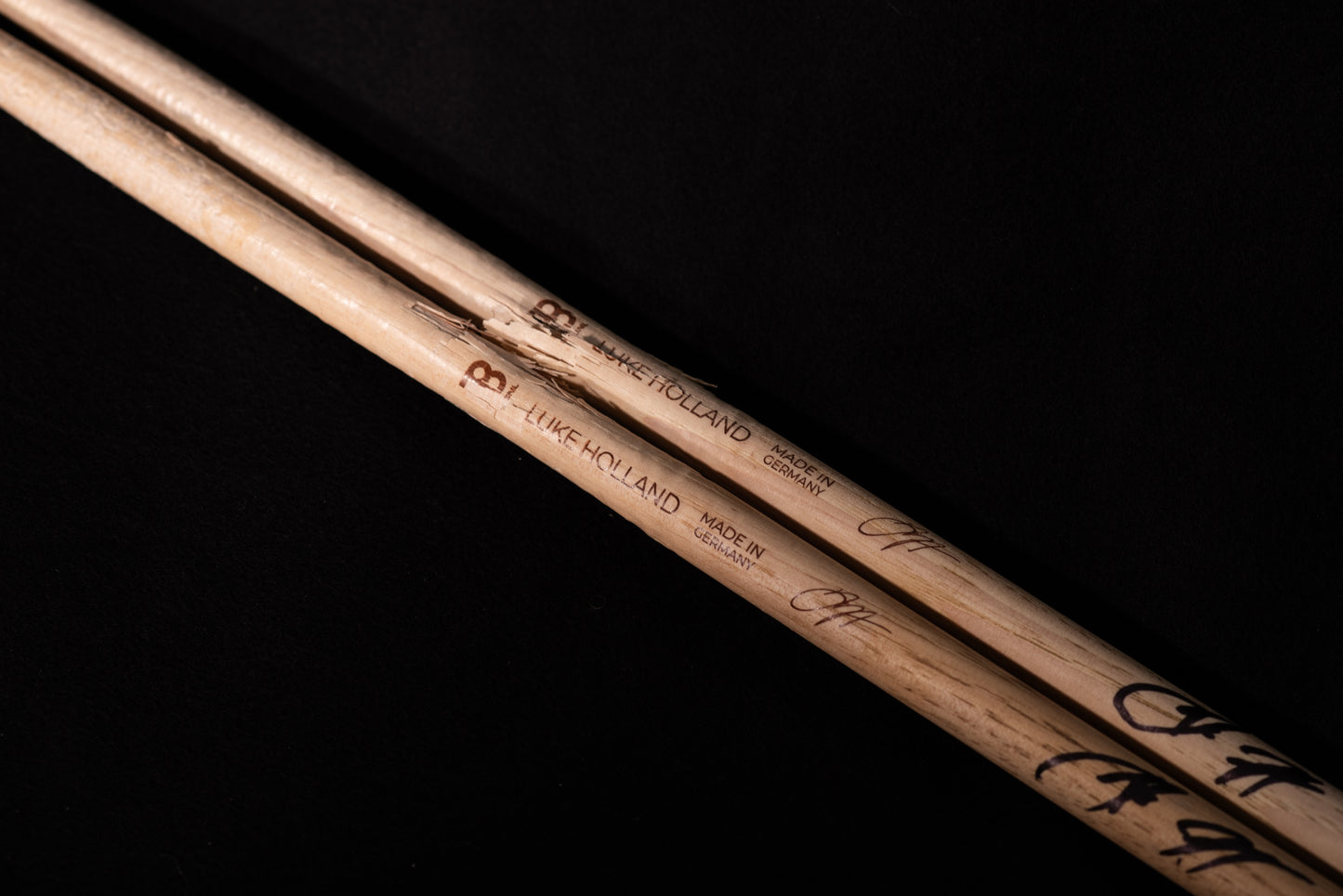 Signed Signature Luke Holland Drumsticks