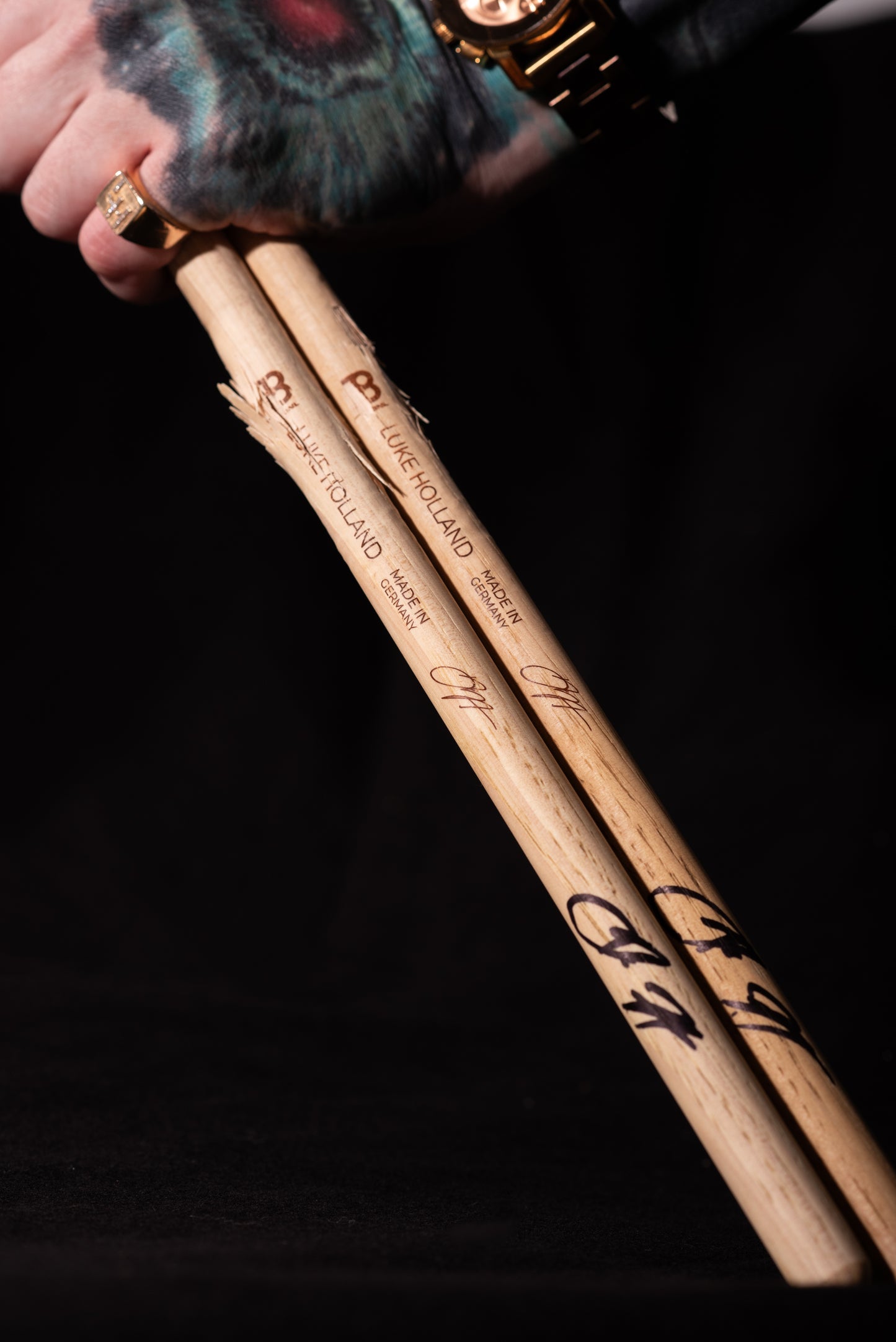 Signed Signature Luke Holland Drumsticks